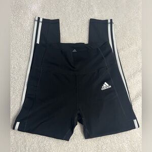 Adidas womens medium Black Leggings with White Stripes